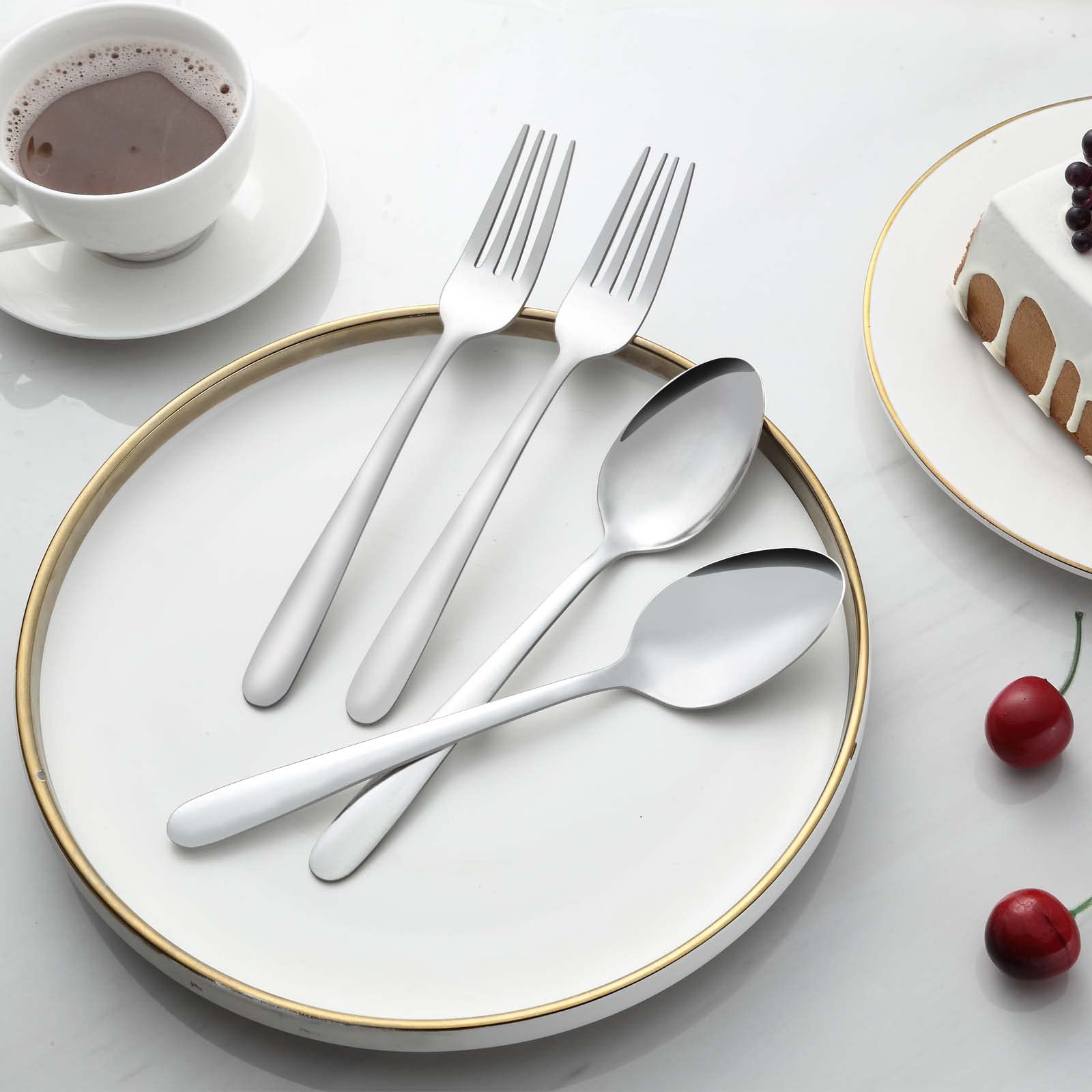 Gymdin 24 Pieces Spoons And Forks Set, Food Grade Stainless Steel Flatware Cutlery Set, Silverware Forks And Tablespoon For Home